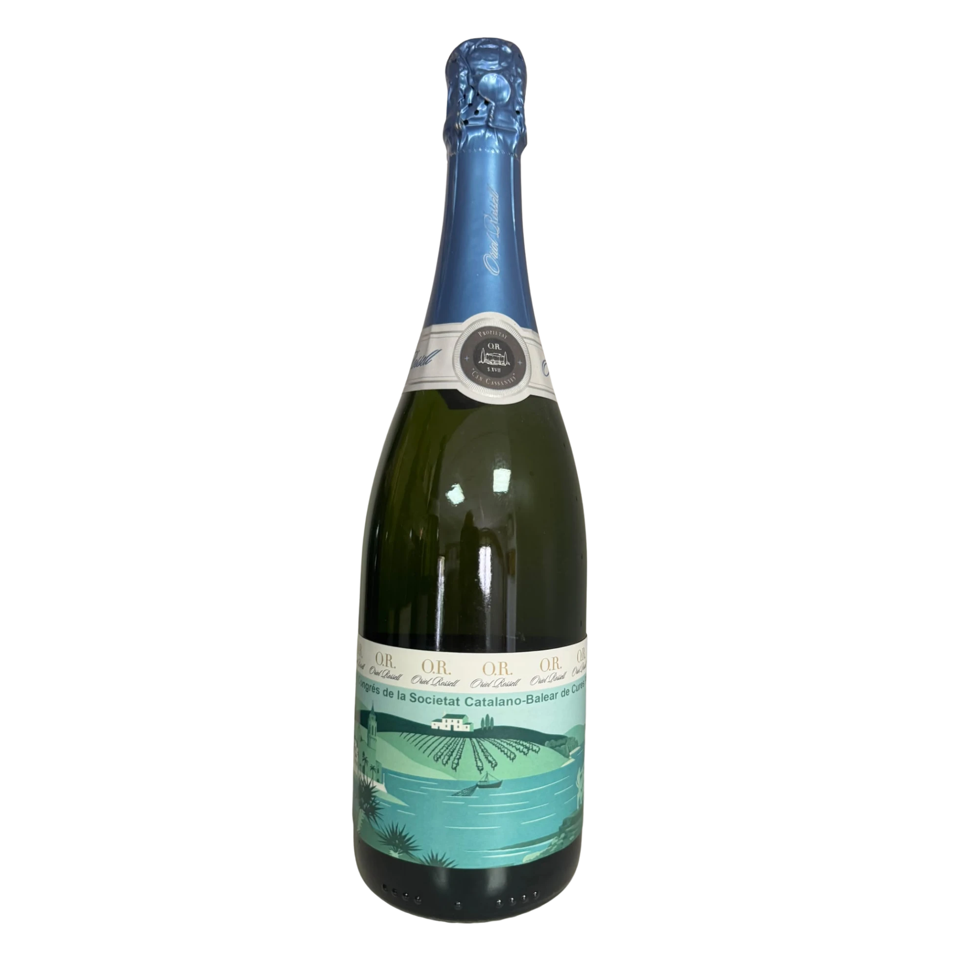 Ampolla de cava Oriol Rossell amb l'etiqueta especial del XIV Congrés de la SCBCP